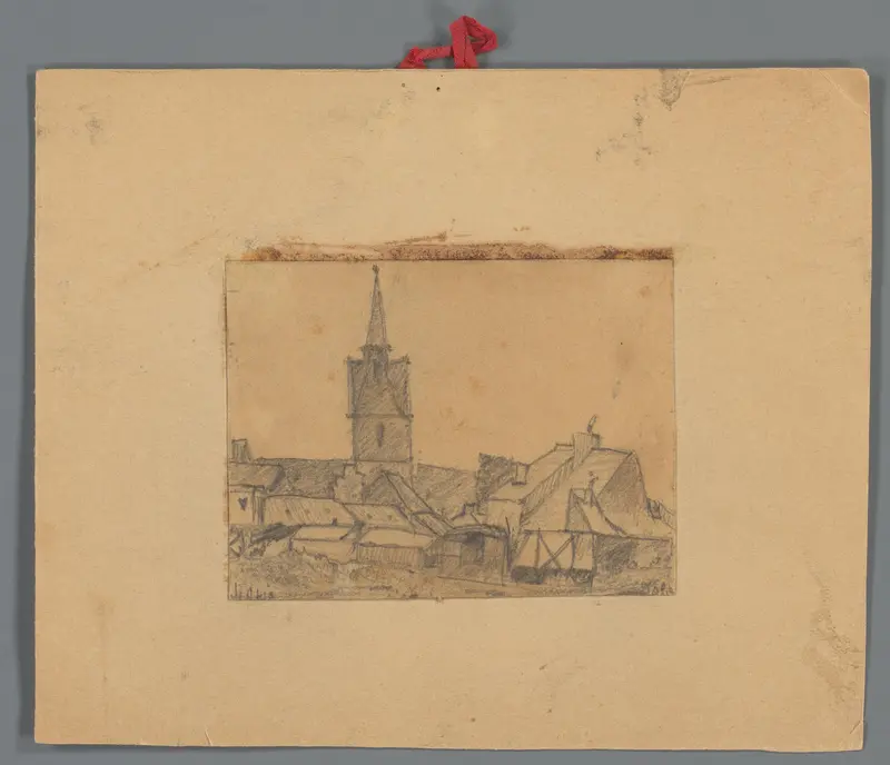Stadsgezicht met kerktoren Wall Art by Unknown - High-Resolution Digital Print