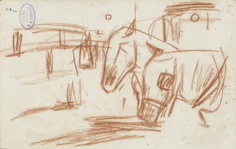 Stadsgezicht met twee aangespannen paarden Wall Art by George Hendrik Breitner - High-Resolution Digital Print