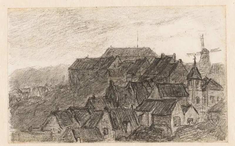 Stadsgezicht op Kleve met molen Wall Art by Carel Nicolaas Storm van 's-Gravesande - High-Resolution Digital Print