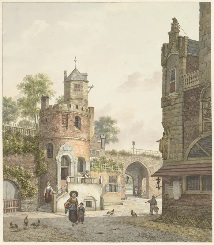 Stadsmuur met een toren en een poort, van binnen gezien Wall Art by Jan Hendrik Verheijen - High-Resolution Digital Print