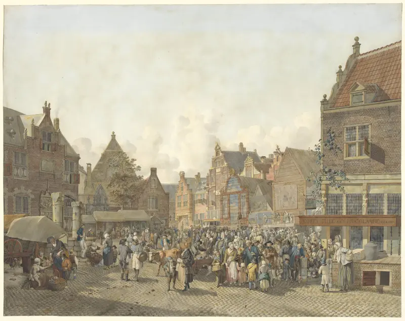 Stadsplein met kermis Wall Art by Johannes Huibert Prins - High-Resolution Digital Print