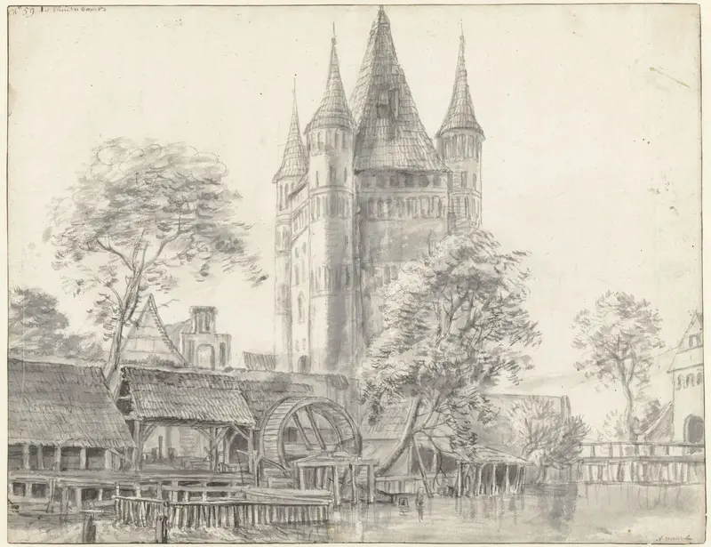 Stadspoort Altenbrücker Tor en watermolen te Lüneburg bij Hamburg Wall Art by Anthonie Waterloo - High-Resolution Digital Print