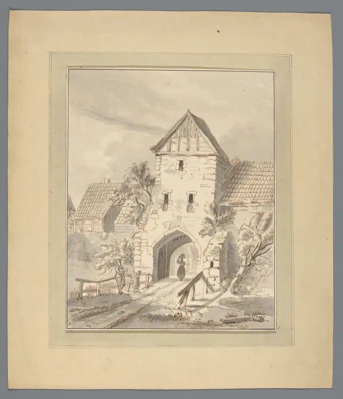 Stadspoort met figuren Wall Art by Unknown - High-Resolution Digital Print