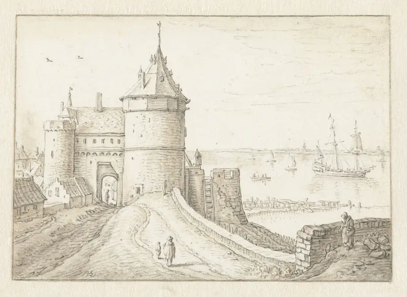 Stadspoort met uitzicht op zee Wall Art by Herman Saftleven - High-Resolution Digital Print
