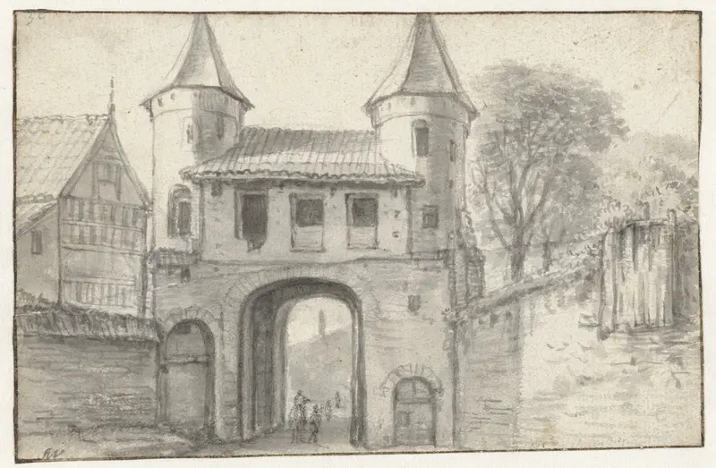 Stadspoort te Hamburg (?), vanuit de binnenzijde gezien Wall Art by Anthonie Waterloo - High-Resolution Digital Print