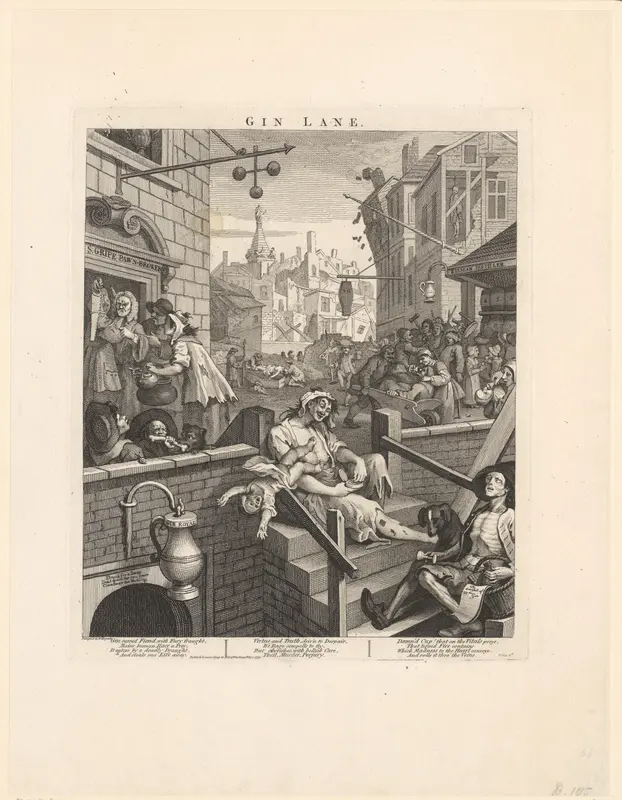 Stadsscène met magere, vechtende en zieke mannen en vrouwen Wall Art by Unknown - High-Resolution Digital Print