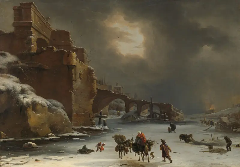 Stadswal in de winter Wall Art by Unknown - High-Resolution Digital Print