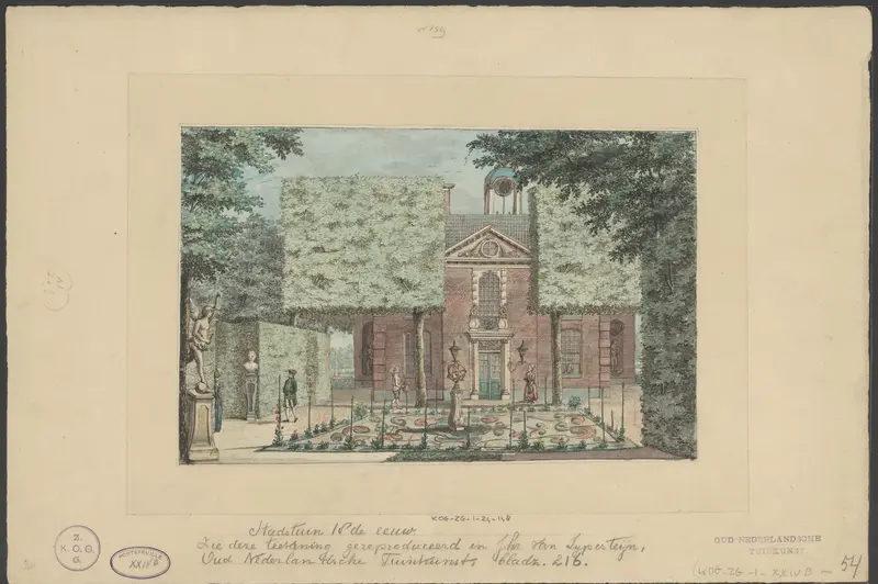 Stadtuin met zonnewijzer in de achttiende eeuw Wall Art by Unknown - High-Resolution Digital Print