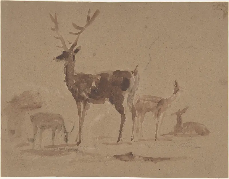 Stag and does Wall Art by Sir Edwin Henry Landseer - High-Resolution Digital Print