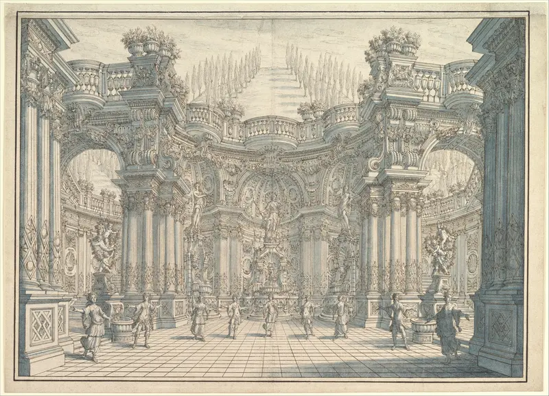 Stage Setting with Ballet Wall Art by Ferdinando Galli Bibiena - High-Resolution Digital Print
