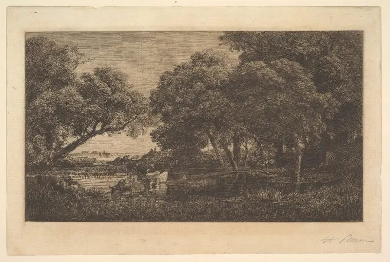 Stags in Woods Wall Art by Charles-François Daubigny - High-Resolution Digital Print
