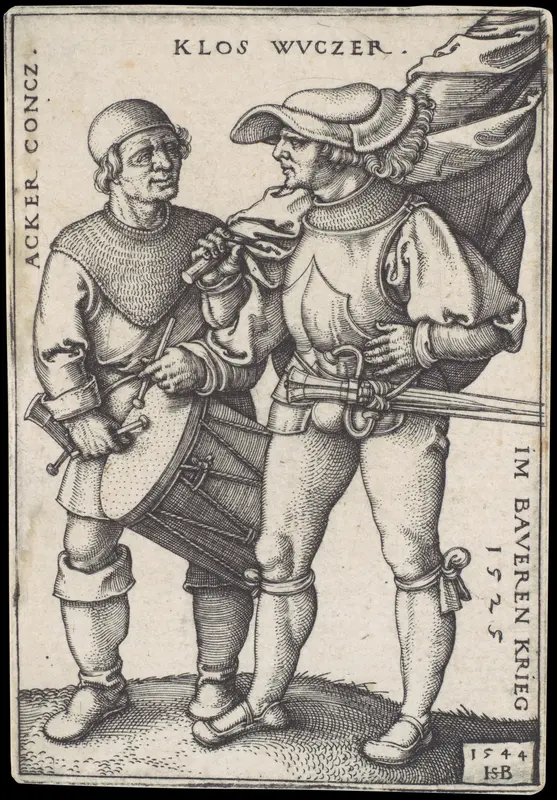 Standard Bearer and Drummer Wall Art by Sebald Beham - High-Resolution Digital Print