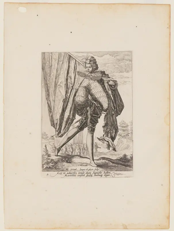 Standard Bearer, from Officers and Soldiers of the Bodyguard of Emperor Rudolph II Wall Art by Jacob de Gheyn, II - High-Resolution Digital Print