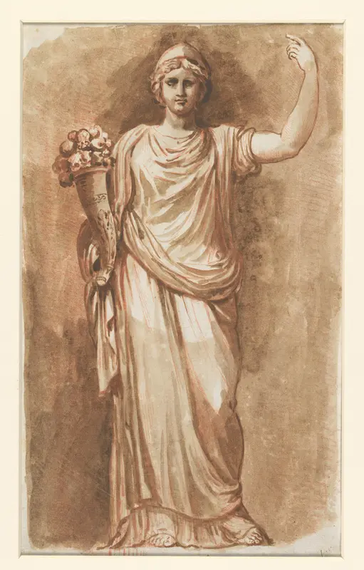Standbeeld van een Abundantia met een hoorn des overvloeds Wall Art by Etienne de Lavallée-Poussin - High-Resolution Digital Print