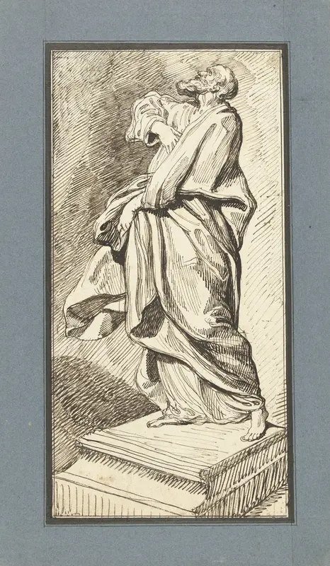 Standbeeld van een staande redenaar in toga op voetstuk Wall Art by anonymous - High-Resolution Digital Print