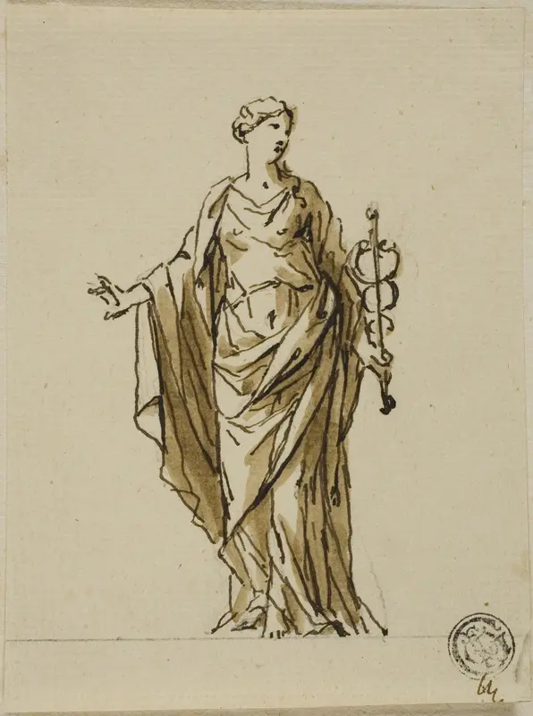 Standing Allegorical Figure with Caduceus (Peace?) Wall Art by John Michael Rysbrack - High-Resolution Digital Print