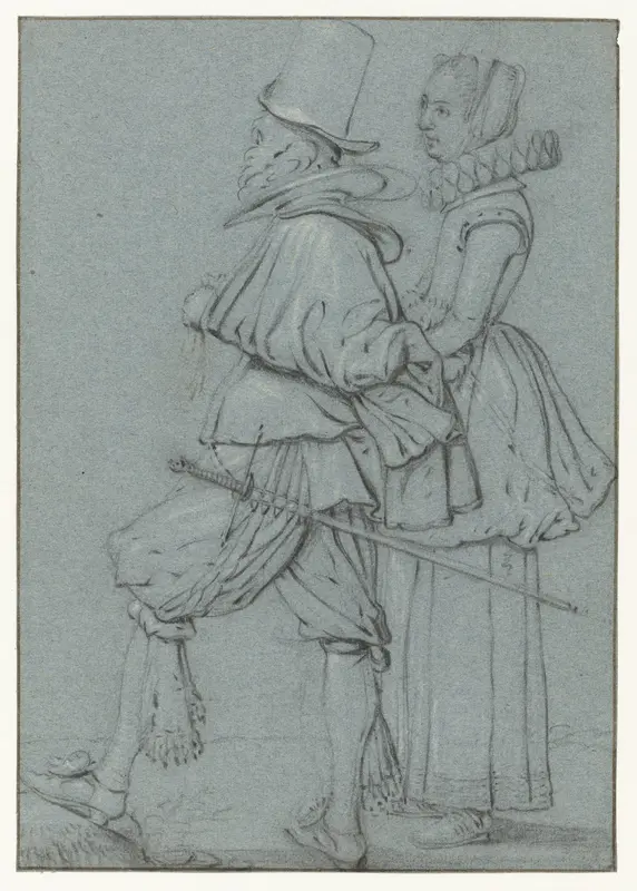 Standing Couple seen from the side Wall Art by Esaias van de Velde - High-Resolution Digital Print