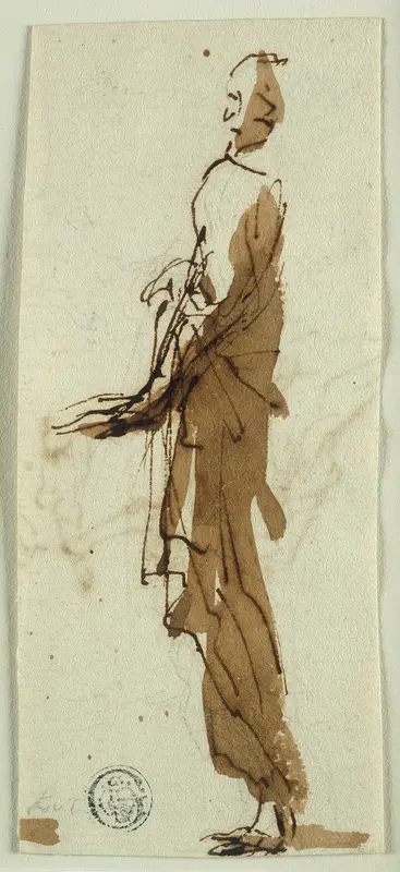 Standing Draped Figure in Profile (recto); Massacre of the Innocents (verso) Wall Art by Salvator Rosa - High-Resolution Digital Print