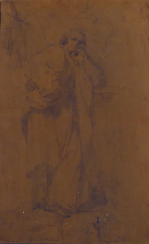 Standing Draped Male Figure, His Left Arm Resting on a Pillar Wall Art by Cesare Dandini - High-Resolution Digital Print