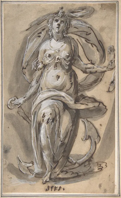 Standing Female Figure with an Anchor (Spes) Wall Art by Hinrich Degener - High-Resolution Digital Print