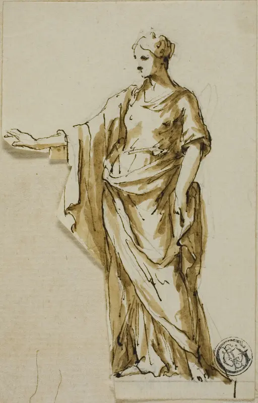 Standing Female Figure with Right Arm Raised Wall Art by John Michael Rysbrack - High-Resolution Digital Print