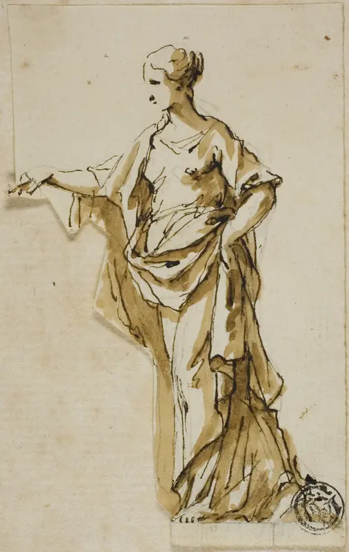 Standing Female Figure with Right Hand Raised Wall Art by John Michael Rysbrack - High-Resolution Digital Print