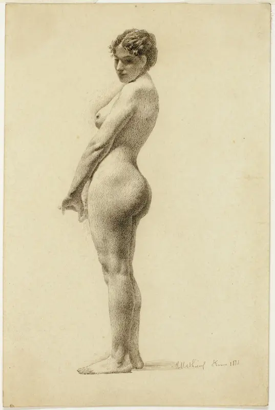 Standing Female Nude Wall Art by Marie Mathieu - High-Resolution Digital Print