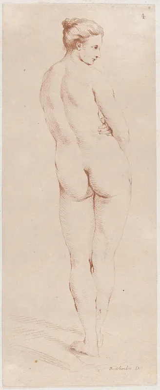 Standing Female Nude Wall Art by Gilles-Antoine Demarteau - High-Resolution Digital Print