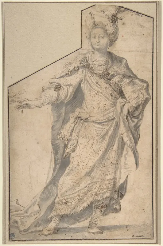 Standing Figure in Oriental Costume Wall Art by Sebastiano Bombelli - High-Resolution Digital Print