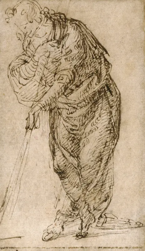Standing Figure Leaning on a Staff Wall Art by Piero di Cosimo - High-Resolution Digital Print