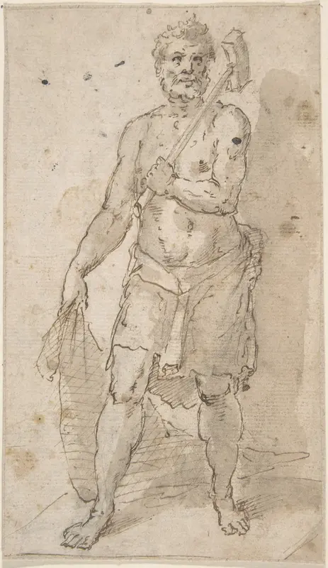 Standing Figure of a Man (Fisherman?) Wall Art by Anonymous, Spanish, School of Seville, 17th century - High-Resolution Digital Print