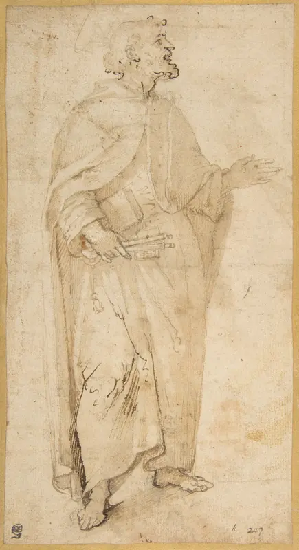 Standing Figure of Saint Peter Holding Book and Keys. Wall Art by Giovanni de' Vecchi - High-Resolution Digital Print