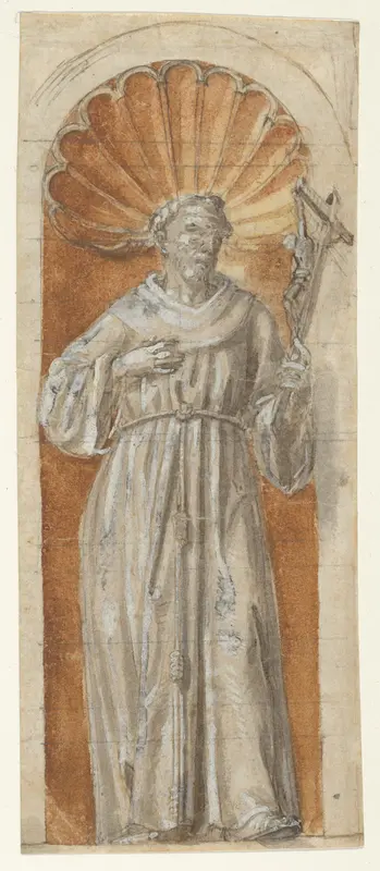Standing Franciscan Saint in a Niche Wall Art by Anonymous, Italian, Roman-Bolognese, 17th century - High-Resolution Digital Print