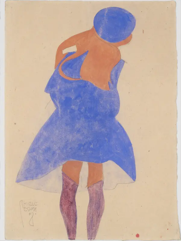 Standing Girl, Back View Wall Art by Egon Schiele - High-Resolution Digital Print