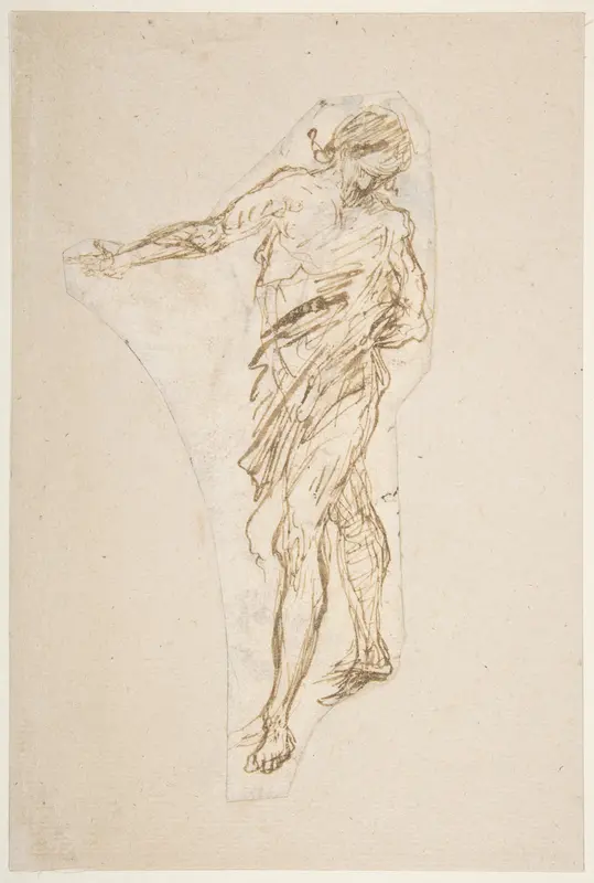Standing Male Figure with Right Arm Extended (recto); Seated Male Figure (verso) Wall Art by Romulo Cincinnato - High-Resolution Digital Print