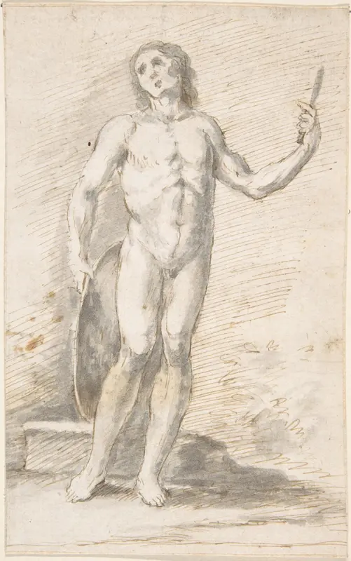Standing Male Nude Wall Art by Anonymous, Spanish, School of Seville, 17th century - High-Resolution Digital Print