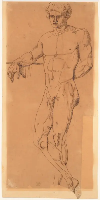 Standing Male Nude Wall Art by Anonymous, Italian, early 19th century - High-Resolution Digital Print
