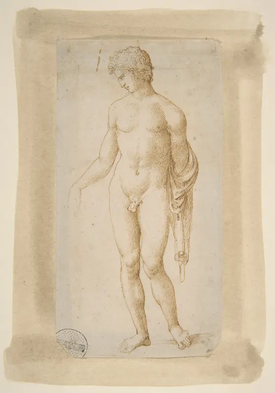 Standing Male Nude Wall Art by Marcantonio Raimondi - High-Resolution Digital Print