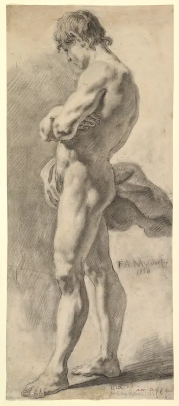 Standing Male Nude Wall Art by Franz August Myldorfer - High-Resolution Digital Print