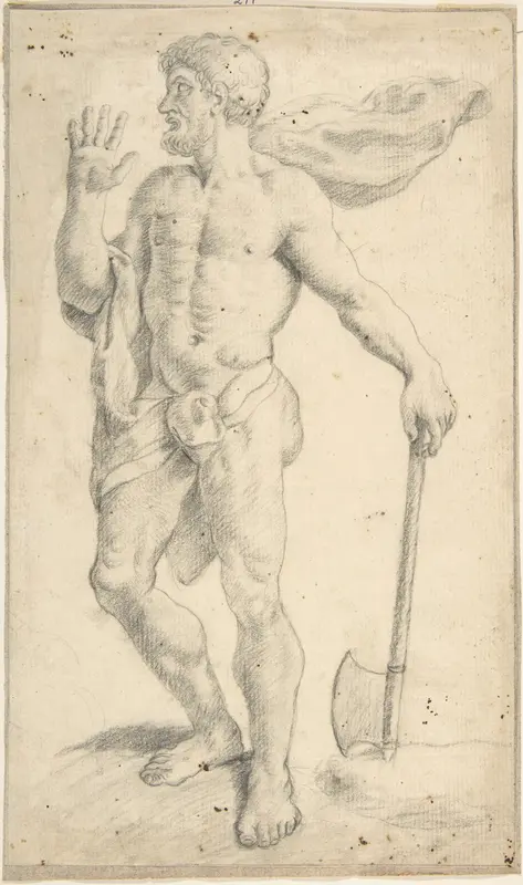 Standing Male Nude Figure Wall Art by Anonymous, Spanish, School of Seville, 17th century - High-Resolution Digital Print