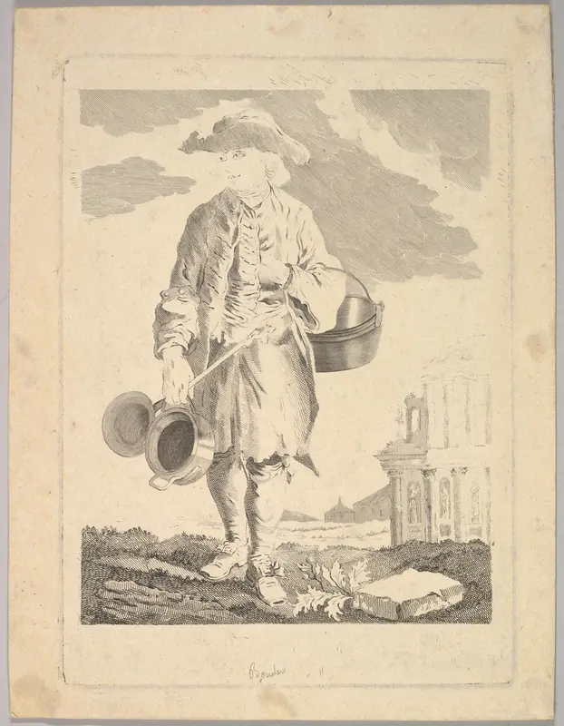 Standing man holding kettles Wall Art by Anonymous, French, 18th century - High-Resolution Digital Print