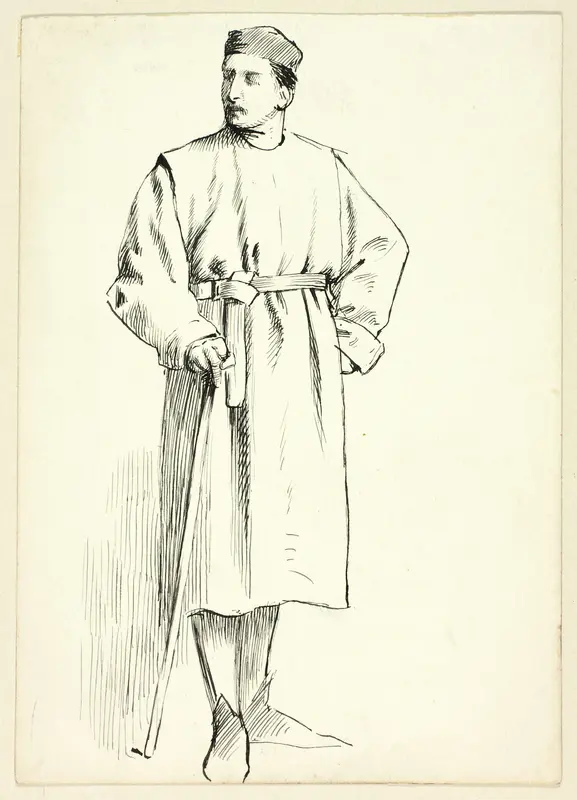 Standing Man Holding Stick, Hand on Hip Wall Art by Henry Stacy Marks - High-Resolution Digital Print