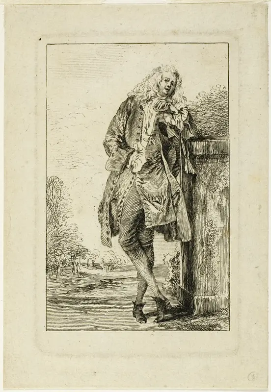 Standing Man Leaning on His Elbow Wall Art by Jean Antoine Watteau - High-Resolution Digital Print