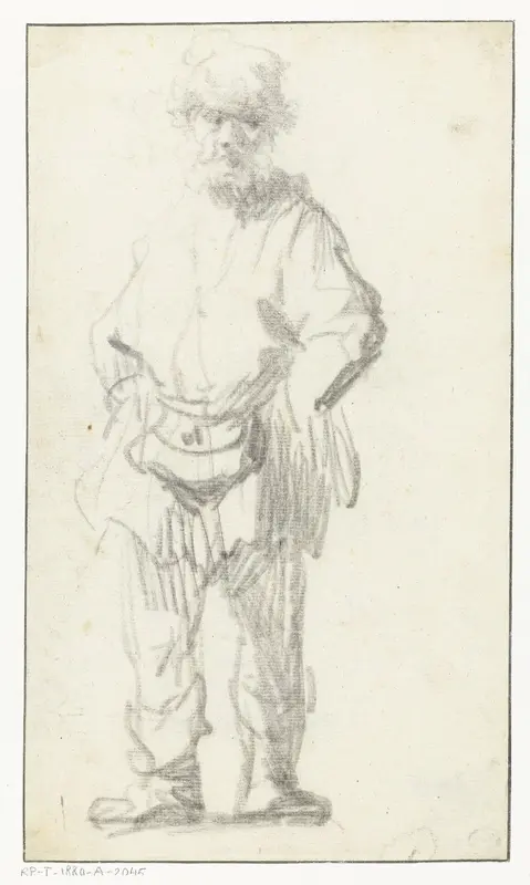 Standing Man with a Pouch Wall Art by Rembrandt van Rijn - High-Resolution Digital Print