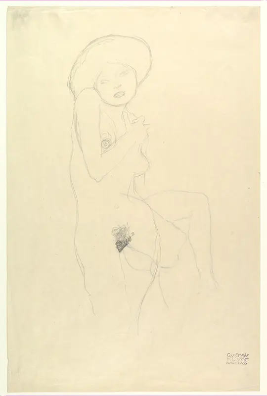 Standing Nude Wall Art by Gustav Klimt - High-Resolution Digital Print
