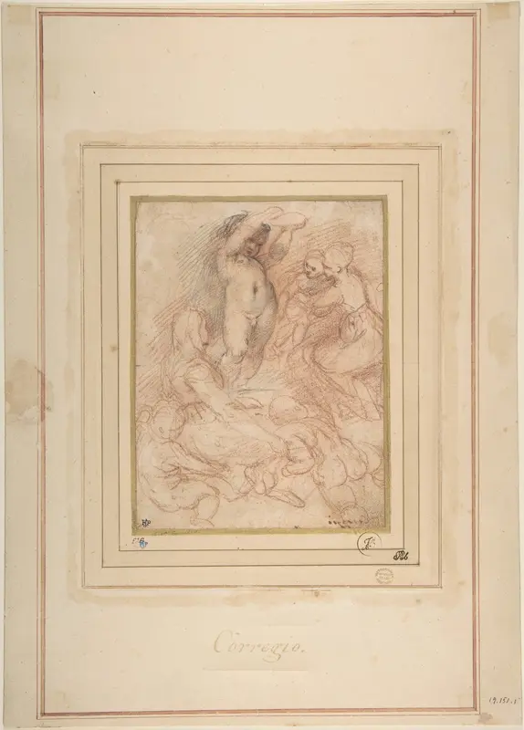 Standing Nude Child Surrounded by Women and Children Wall Art by Correggio (Antonio Allegri) - High-Resolution Digital Print