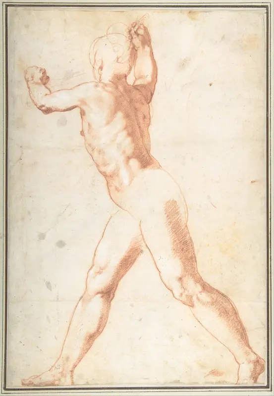 Standing Nude Man (recto); Three Studies of Soldiers (verso) Wall Art by Taddeo Zuccaro - High-Resolution Digital Print
