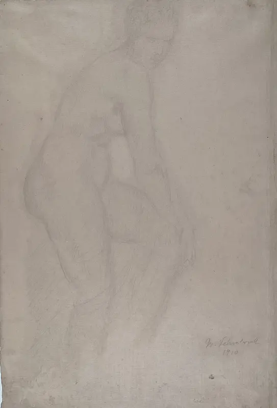 Standing Nude Model, Facing Right Wall Art by Wilhelm Lehmbruck - High-Resolution Digital Print