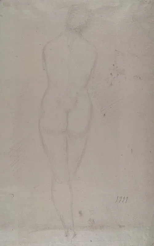 Standing Nude Woman, Back View Wall Art by Wilhelm Lehmbruck - High-Resolution Digital Print