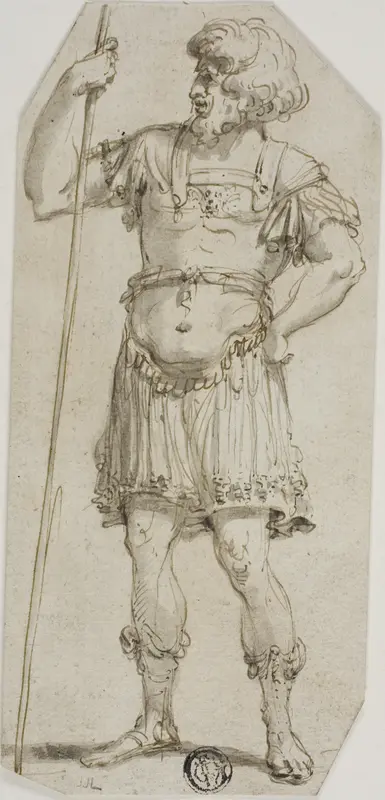 Standing Roman Warrior Holding Staff Wall Art by Style of Raymond de Lafage - High-Resolution Digital Print